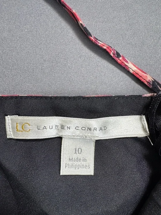 LC Lauren Conrad Black Dress with Pink Floral Straps Size 10 - Picture 3 of 10